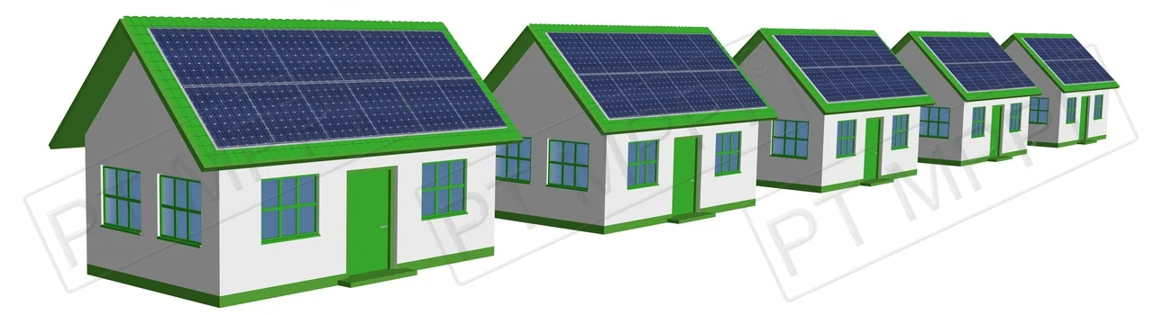 Simple housing illustration with solar panel roof MPPI